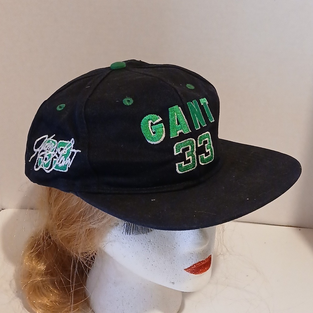 Vintage 90s Checkered Flag Nascar Harry Gant Racing Black and Green Cap